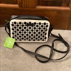 Vera Bradley faux leather laser-cut crossbody